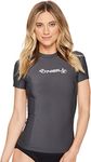 O'NEILL Women's Basic Skins UPF 50+ Short Sleeve Rash Guard, Graphite, M