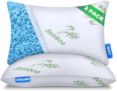 Sleepavo Adjustable Cooling Pillows Queen Size Set of 2 Pack - Extra Soft Shredded Memory Foam Best Pillows for Sleeping - Back, Stomach, Side Sleeper Pillow Medium Firm - Rayon Derived from Bamboo