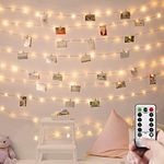 Mintlemon Photo Clip String Lights for Aesthetic Room Decor, 33ft 100LED 8 Light Modes Photo Peg Fairy Lights with 50 Clear Picture Clips, Cute Room Decor, Bedroom Dorm Wall Living Teen Room Decor