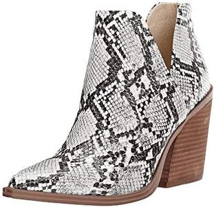 Kathemoi Womens Ankle Boots Slip on Cutout Pointed Toe Leopard Chunky Stacked Mid Heel Booties