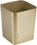 mDesign Square Shatter-Resistant Plastic Small Trash Can Wastebasket, Garbage Container Bin for Bathrooms, Powder Rooms, Kitchens, Home Offices - Soft Brass Finish