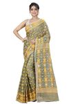 T.J. SAREES Elegant Dhakai Jamdani Sarees for Women Traditional Handloom Resham Jamdani Sarees Indian Clothing (Olive Green, Pack Of 1)