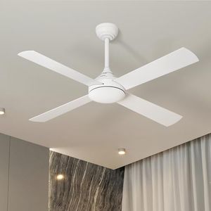 Vevare 52 Inch Ceiling Fan with Remote Control, Home Indoor 4 Blades Fan with Timer and 3 Fan Speeds White