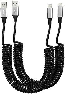 Coiled iPhone Lightning Cable 2 Pack, Apple Carplay Compatible [Apple MFi Certified], Coiled USB to Lightning Cable with Data Sync, Short Coiled iPhone Charger Cord for Car