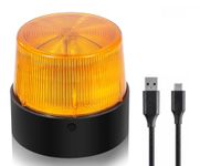 LE Sircut LE228 (Mini) Size USB Rechargeable Emergency Flashing Lights Selectable Rotation Warning Light Wireless LED Strobe Beacon Blue Lights with Magnetic Base for Car Vehicle Truck (Amber)