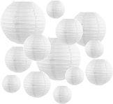 20Pcs White Paper Lanterns Decorative Chinese/Japanese Hanging Round Paper Lanterns Lamp for Birthday, Wedding, Halloween, Bridal Shower, Home Decor, Party Decoration(Size of 4”, 6”, 8”, 10” 12”)