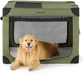 Lesure Soft Collapsible Dog Crate - 42 Inch Portable Travel Dog Crate for Extra Large Dogs Indoor & Outdoor, 4-Door Foldable Pet Kennel with Durable Mesh Windows (Green)
