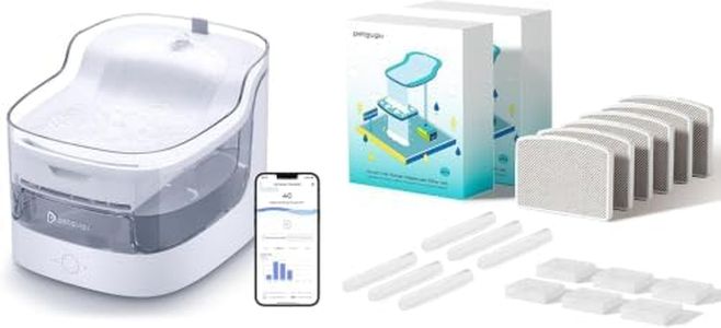 PETGUGU Cat Water Fountain with 6 Packs Replacement Filters, App Monitoring Automatic Pet Water Dispenser,Wireless Pump, 8-Layer Filtration BPA-Free with 2.4GHz WiFi Cat Water Bowl Dispenser