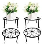 HEYPUB 4 Pack Metal Potted Plant Stands 9 Inches Flower Pot Stands for Indoor and Outdoor Round Supports Rack for Planter,Black