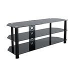 mahara Glass Corner TV Stand – Universal Black Glass TV Unit 125cm wide with Glass Shelves and Cable Management – TV Floor Stand Suitable for up to 60” TVs and Max Weight 45kg