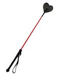 Pets Triangle 24 Inches Genuine Leather Stick Whip in Heart Shape (Red Stitching)