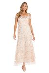 R&M Richards Off The Shoulder Gown with 3D Floral Embroidery, Blush, 6