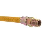 Eastman 24 Inch x 1/2 Inch OD Flexible Gas Line Connector with (2) 1/2 Inch MIP Fitting Ends for Natural Gas and Liquid Propane, Stainless Steel, Yellow, 20YE505024B