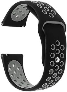 ACUTAS 22mm Classic Silicone Strap Band for Fossil Q Explorist Gen 3 | Fossil Gen 4 Q Explorist HR | Fossil Q Wander | Fossil Q Marshal | Fossil Q Founder Gen 2 Smart Watch Strap (Black/Grey)