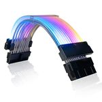 AsiaHorse 24 Pin ATX Addressable RGB Power Extension Cable, 18AWG RGB PC Cables Motherboard PSU Extension Cable for Motherboard Connector, Support 5V 3Pin Synchronized