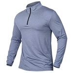 CARWORNIC Men's Sports Tops 1/4 Zip Long Sleeve Gym Running T-Shirts Quick-Dry Golf Tops Outdoor Fishing Hiking Polo Shirts Lightweight Pullover Tops Breathable Spring Workout Athletic Shirts