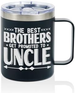 Uncle Gifts Coffee Mug Stainless Steel, Presents from Nephew Niece for Uncle Birthday Christmas, Travel Mug with Lid, 12oz/350ml - Best Brother Promoted to Uncle
