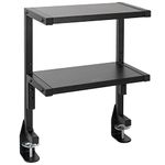 VIVO Clamp-on 33cm Above or Below Desk 2-Tier Shelving Unit for Table Accessories, Gaming Devices, and More, Storage Tray, Desktop Organizer, Black, STAND-SHELF2C