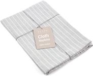 MEEMA Cloth Napkins Set of 8, Grey Striped | Farmhouse Dinner Napkins Made with Upcycled Cotton, 19.5x18.5 in | Cotton Fabric Napkins – Washable and Reusable Table Napkins Cloth