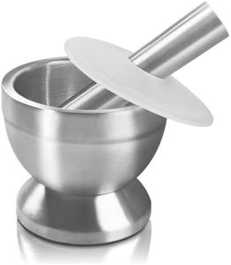 Stainless Steel Mortar and Pestle Sets Large Size with Anti Slip Base for Grinding Herbs Pills and Kitchen Spices Crusher with Lid