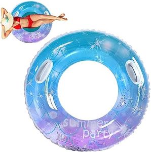 Swim Rings, Swimming Ring Adult Starry Sky Sequins Floating Ring with Handle Inflatable Swimming Tube for Adults Pool Floats for Summer Beach Party Supplies