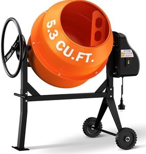 LDHTHOPI Concrete Mixer 5.3 Cu.Ft. – 750W (1HP) Heavy Duty Portable Concrete Mixer with Wheel & Stand for Mortar, Stucco, Fodder – Industrial Cement Mixing Machine, Orange