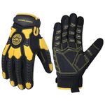 HANDLANDY Cut Resistant Gloves Men Anti Vibration Work Gloves, Padded Palm Grip Heavy Duty Working Gloves (Black-Yellow, M)