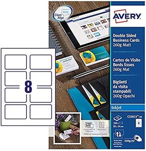 Avery C32015-10 Pocket of 80 Business Cards Smooth Edges 260g Matt, 85x54 mm