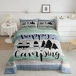 Castle Fairy Camper Comforter Queen,Happy Camping Comforter Set Microfiber RV Inside Decor Duvet Bedding,Camper Accessories for Travel Trailers,Camper Must Haves 2023