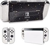 DLseego Glitter Protective Case for Nintendo Switch OLED Model 2021, Gold - Hard Shell, Compatible with Switch OLED, Full Protection, Dockable Cover with Flip Stand