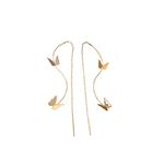 El Regalo Butterfly Threader Earrings- Needle Thread Butterfly Long Tassel Earrings for Girls & Women (Gold)