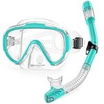 Lealinga Snorkel Set Adults Snorkel Mask Anti-Fog Panoramic View Diving Mask Dry Top Snorkel Kit with Travel Bag Diving Set for Snorkeling Scuba Diving Swimming Travel