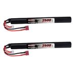 Hilldow 11.1V Airsoft Battery 2500mAh 20C with Deans/T Plug for Airsoft Guns Rifle Model (2 Pack)