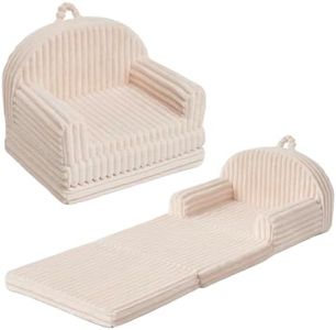 Blissful Diary Kids Couch, 2-in-1 Kids Chair & Sofa for Sitting and Play, Kids Couch for Playroom, Gift for Girls Boys, Cream White