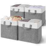 GRANNY SAYS Cube Storage Boxes, Pack of 4 Square Storage Boxes for Shelves, Grey Fabric Boxes for Cube Storage, Foldable Storage Cubes 30x30x30, Cube Boxes for Storage Unit Organising Clothes Towels