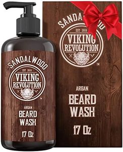 Viking Revolution Beard Wash Shampoo w/Argan & Jojoba Oils - Softens & Strengthens - Sandalwood Scent - Beard Shampoo w/Beard Oil (17 oz Shampoo)