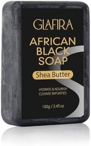 Organic African Black Soaps, Skin Lightening Soap Cleansing Bleaching Whitening Acne Treatment Exfoliate Care | Black Detox Charcoal Soap for Face & Body (AfricanBlack_Pack_1)