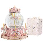 LOVE FOR YOU Gift Wrapped Music Box Carousel Horses Color Lights Unicorn Musical Snow Globe for Girls and Women Baby Kids Sister Daughter Mom Granddaughter Grandma Christmas Birthday Presents Gifts