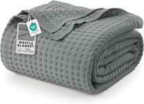 Utopia Bedding Cotton Waffle Blanket 300 GSM (Cool Grey - 228x213 cm) Soft Lightweight Breathable Bed Blanket Big Size Layering Any Bed for All Season
