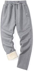 Flygo Men's Fleece Pants Sherpa Lined Sweatpants Active Athletic Winter Warm Jogger Pants(Straight Bottom Light Grey-XS)