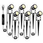 ECOWHO Landscape Lighting with Transformer, 12V Low Voltage Outdoor Spotlights IP65 Waterproof 69ft Extendable Garden Lights Outdoor Uplights for House Yard Lawn Tree Patio Pathway Warm White 6 Pack