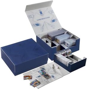 cloudever Toploader Card Storage Boxes, Magnetic Closure Trading Card Deck Box, PU Leather Card Box Card Storage Case for Magic Commander YugiOh TCG TGG Cards Sports Cards(Navy Blue)