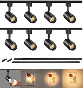 TuyuBEE Zoomable 8 Lights LED Track Lighting Kit with 6.6FT H Type Track Lighting Rails, Dimmable Black Track Lighting Fixtures Ceiling Modern Kitchen Spot Track Light Heads, 3000K CRI90+ 12W 1000lm