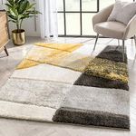 Tauhid Carpet Handwoven 3D Texture Super Soft Shag Area Rug Carpet 7 x 7 feet Round Carpet Mustard Silver