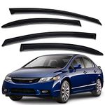 Lightronic WV94944 Outside-Mount Side Window Visor Deflector Rain Guard, Dark Smoke, 4-Pieces Set, Fits 2006-2011 Honda Civic (Sedan)