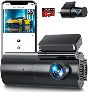 GKU Dash Cam Front and Rear Camera – 4K+1080P Dual Dash Camera for Cars with 64GB SD Card, 5GHz WiFi & App Control, Night Vision, Parking Mode, G-Sensor, Loop Recording, WDR, 170° Wide Angle