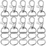 Paxcoo 60Pcs Swivel Snap Hooks and D Rings for Lanyard and Sewing Projects (1? Inside Width)