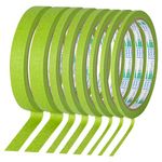 KALIONE 8 Rolls Pinstripe Tape, 1/8, 1/4, 1/2 inch Thin Masking Tape, Thin Painters Tape Green Pinstriping Tape, Masking Tape Paint Tape Masking Tape for Wall DIY Board Auto Paint(Green)