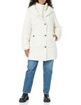 Anne Klein Women's Hooded Puffer, Cream, L