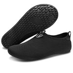 L-RUN Mens Womens Non-Slip Water Shoes Quick Dry Barefoot for Swim Diving Surf Pool Beach Aqua Sports Black Lines, Women's Size 6.5-7.5/Men's Size 5-6